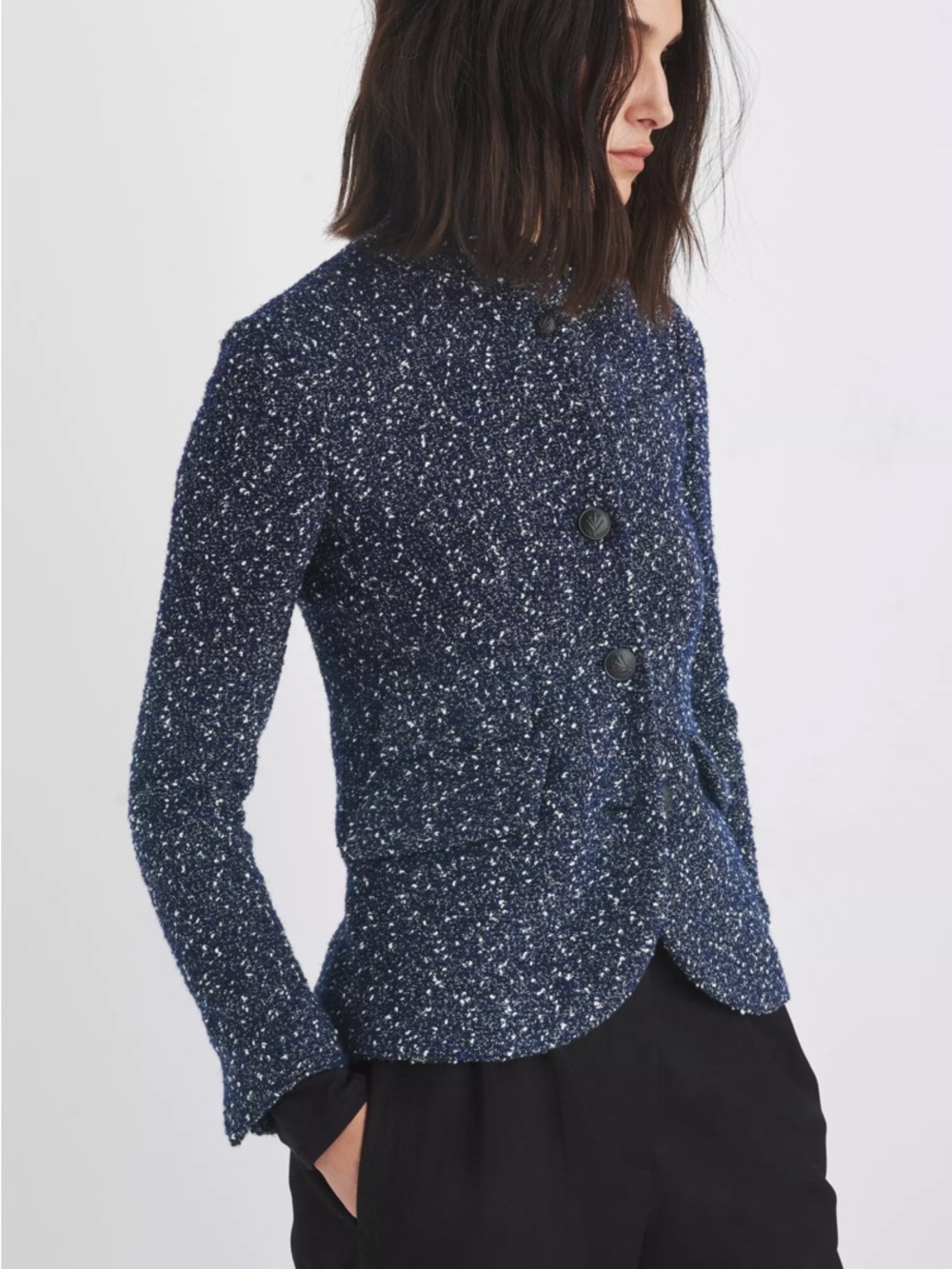 rag & bone Navy Speckled Knit Jacket - Women